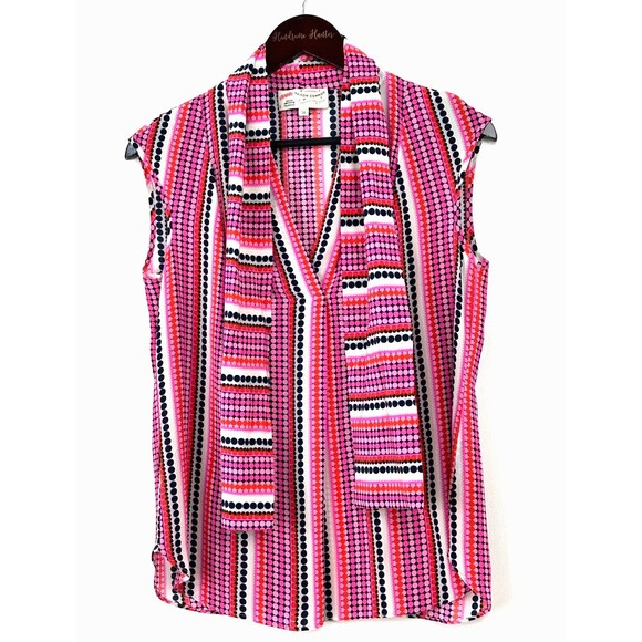 Maison Common Munich Womens Pink Polka Dot Sleeveless Blouse Sz 38 US M 1201R3 - Picture 4 of 12